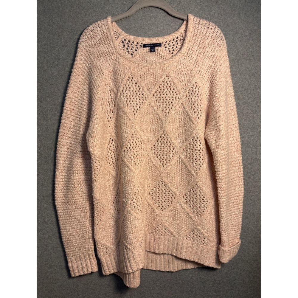 American Eagle Soft Knit Sweater Large Blush Pink Cozy Cottagecore